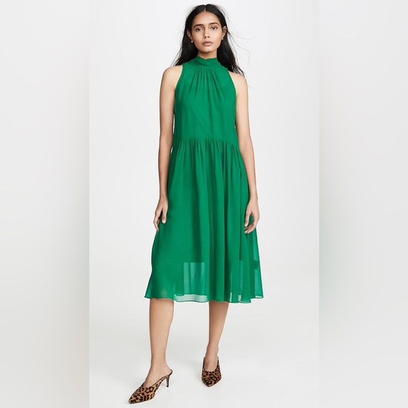 Silk Emerald GreenTie-Back Dress NWT XS Size 2 - Picture 2 of 7